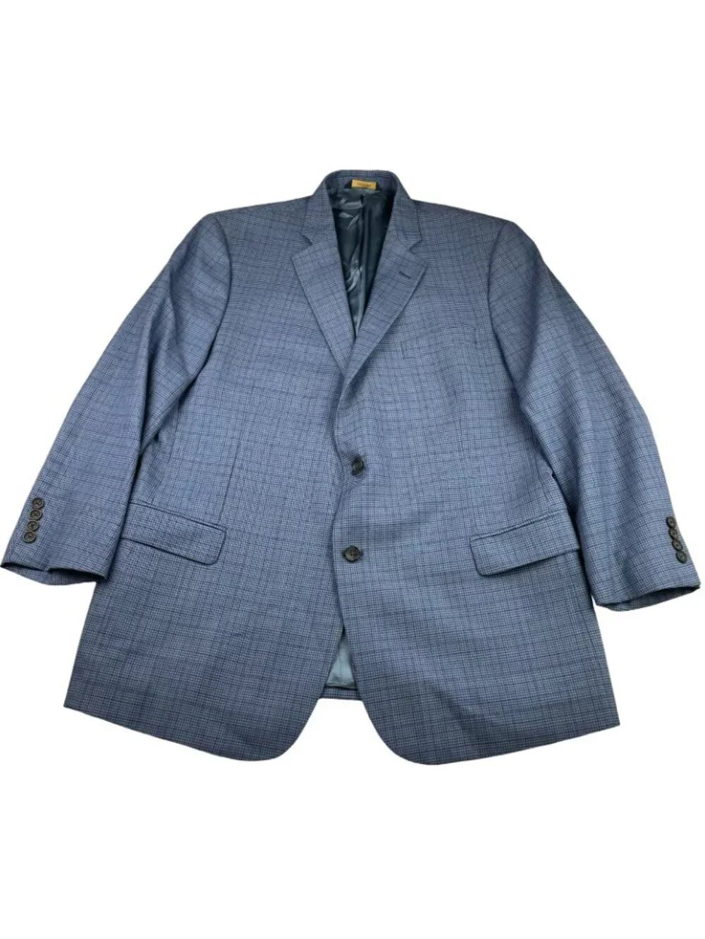 Brooks Brothers Men's Fitzgerald 100% Wool Blazer Blue Houndstooth Plaid • 46R